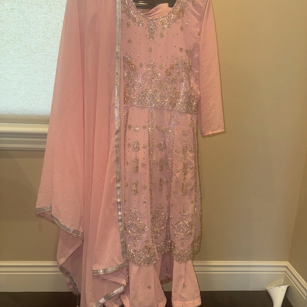 Embroidered Pink Traditional Dress with Dupatta